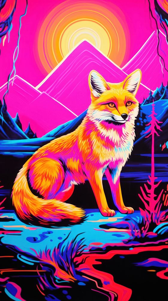 Fox animal mammal purple.