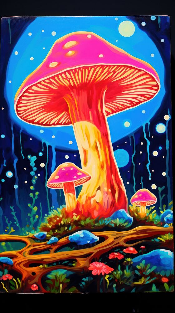 Mushroom painting outdoors fungus.
