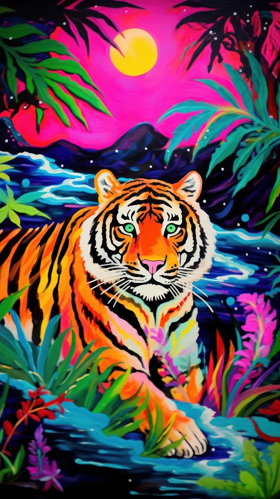 Tiger painting wildlife outdoors.