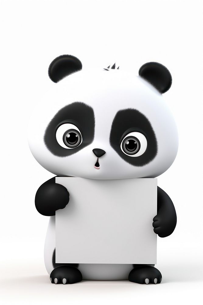 Sad panda standing white cute.