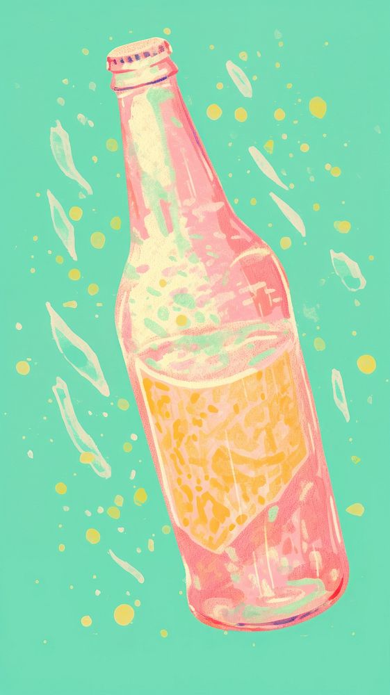 Beer painting bottle drink.