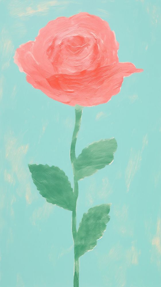 Red rose painting art flower.