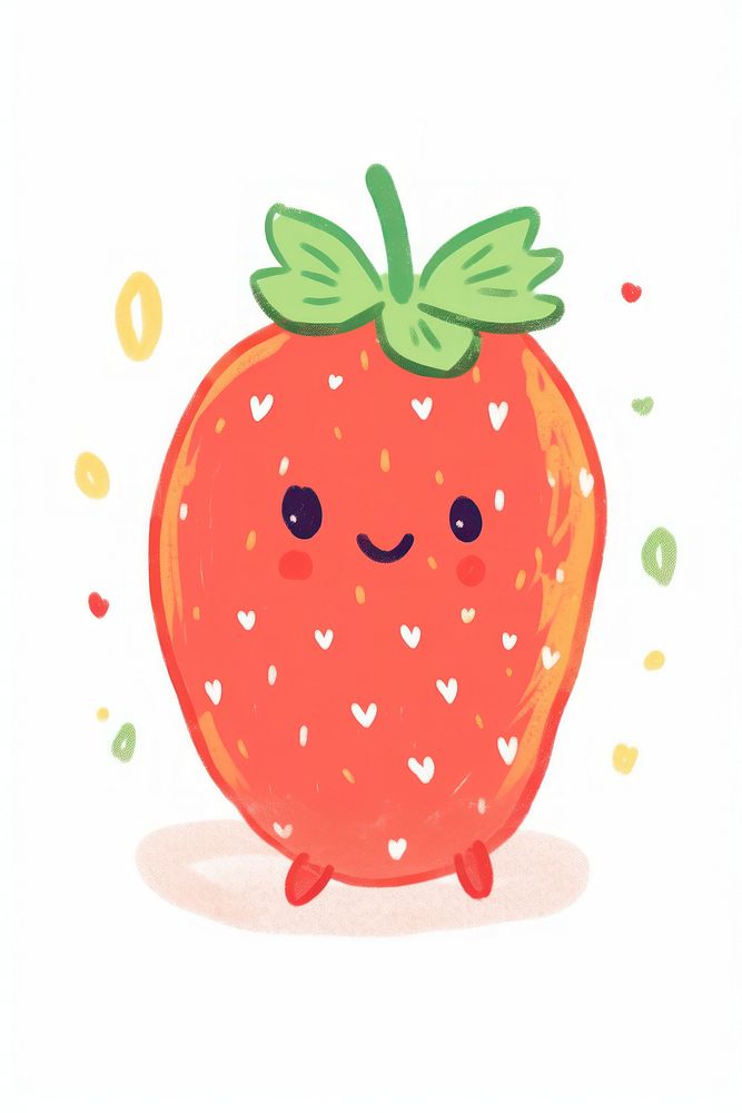 Doodle illustration strawberry cartoon fruit cute.