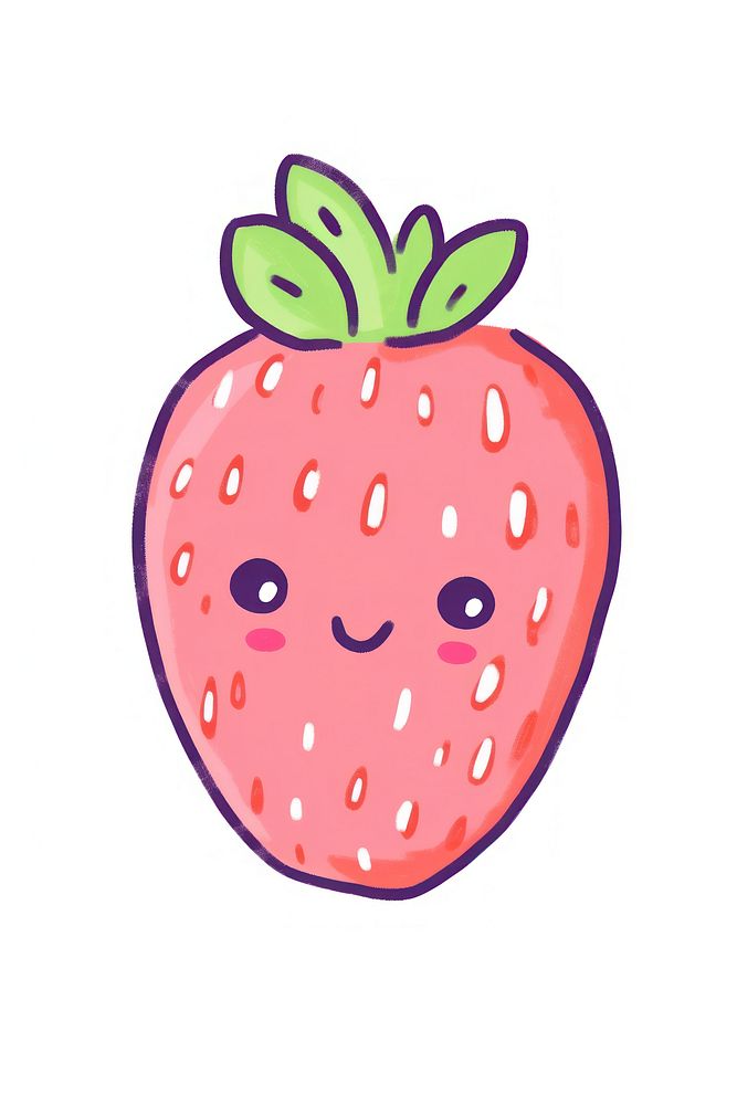 Doodle illustration strawberry cartoon fruit plant.