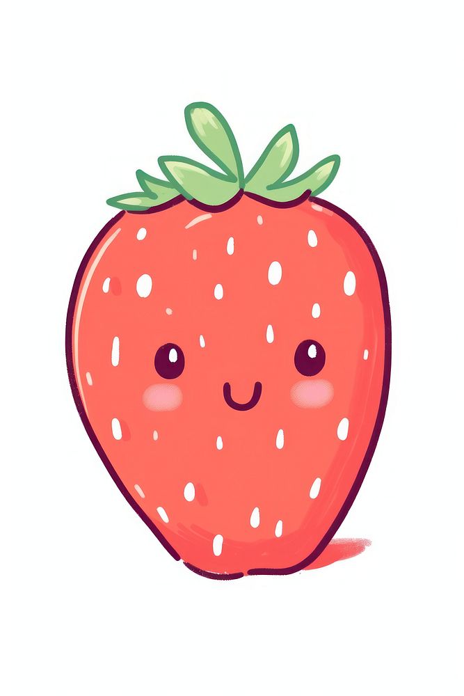 Doodle illustration strawberry cartoon fruit plant.
