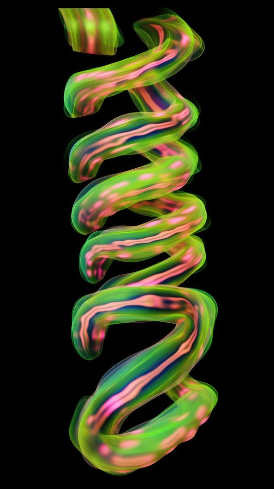 Fluffy tube petterns spiral green neon.