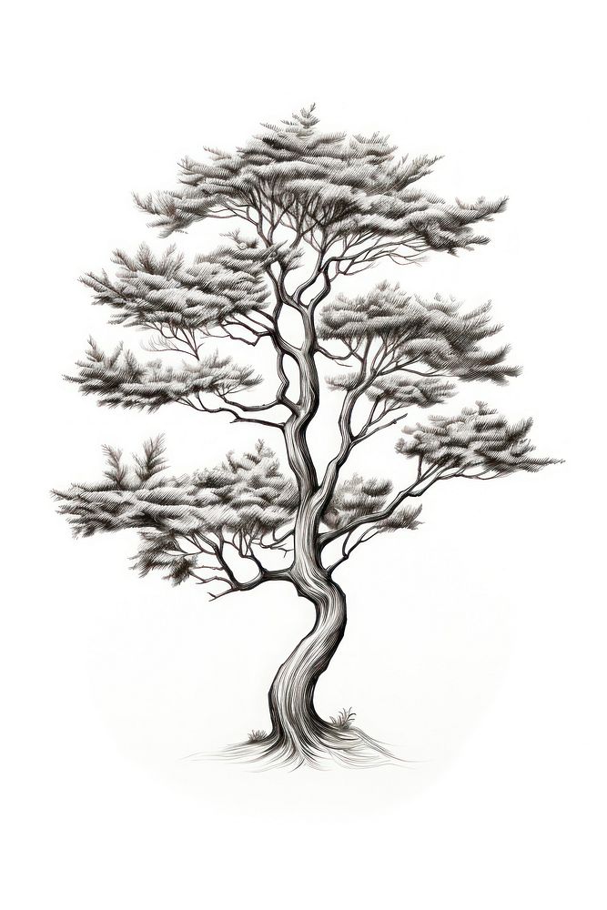 Yew tree drawing sketch plant.