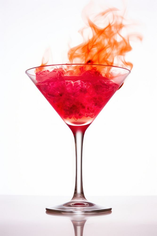 Photography of fireman cocktail martini drink glass.