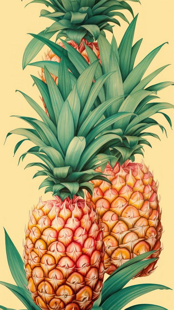 Vintage drawing pineapple pattern fruit plant food.