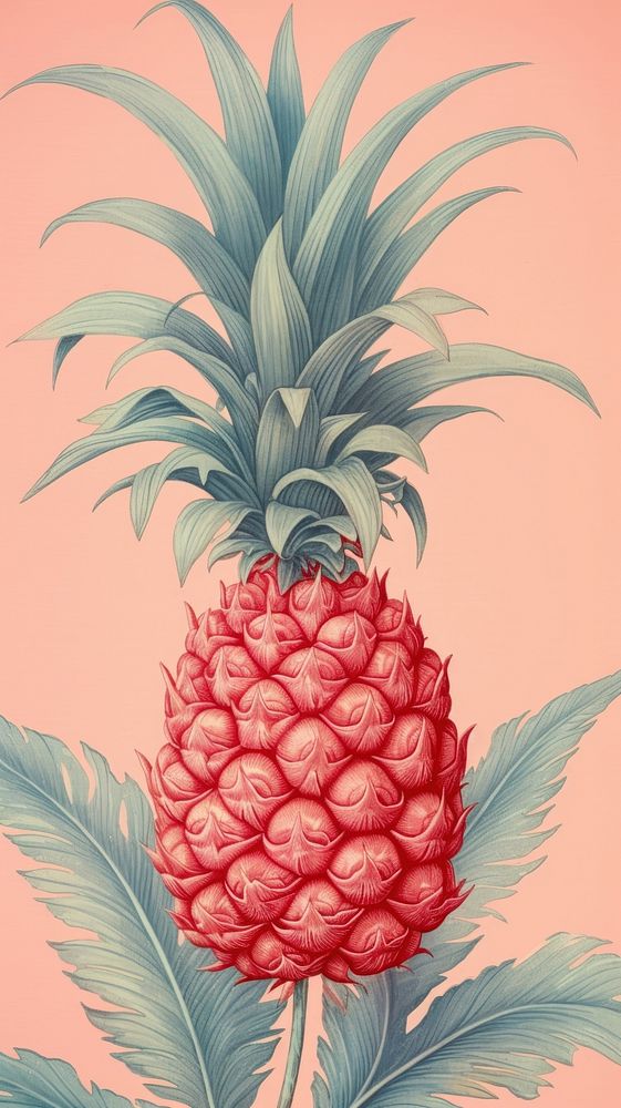 Vintage drawing pineapple pattern sketch plant fruit.