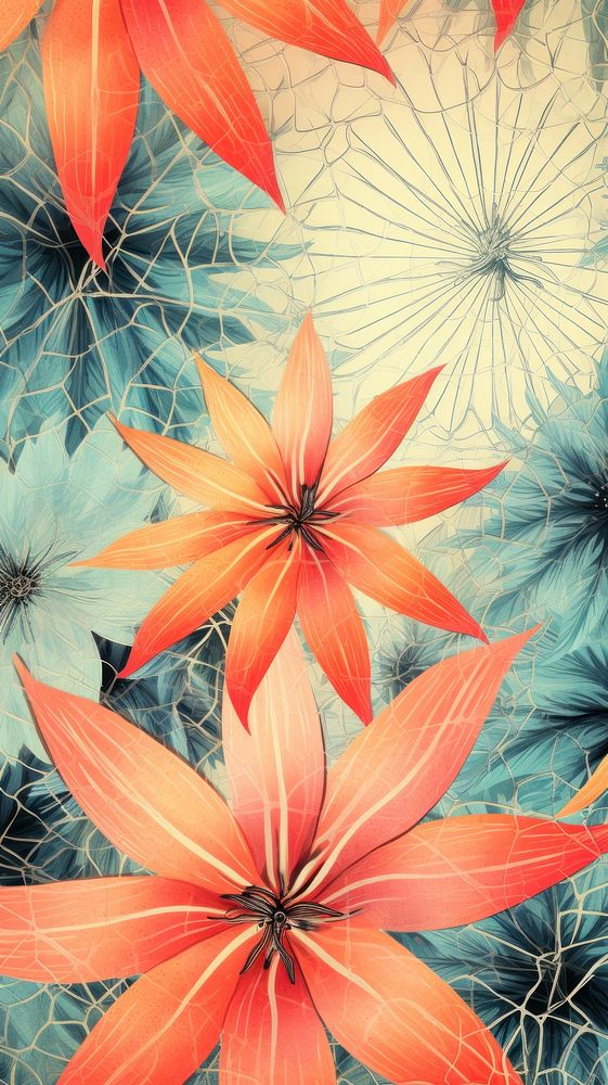 Vintage drawing spider web pattern flower backgrounds plant.