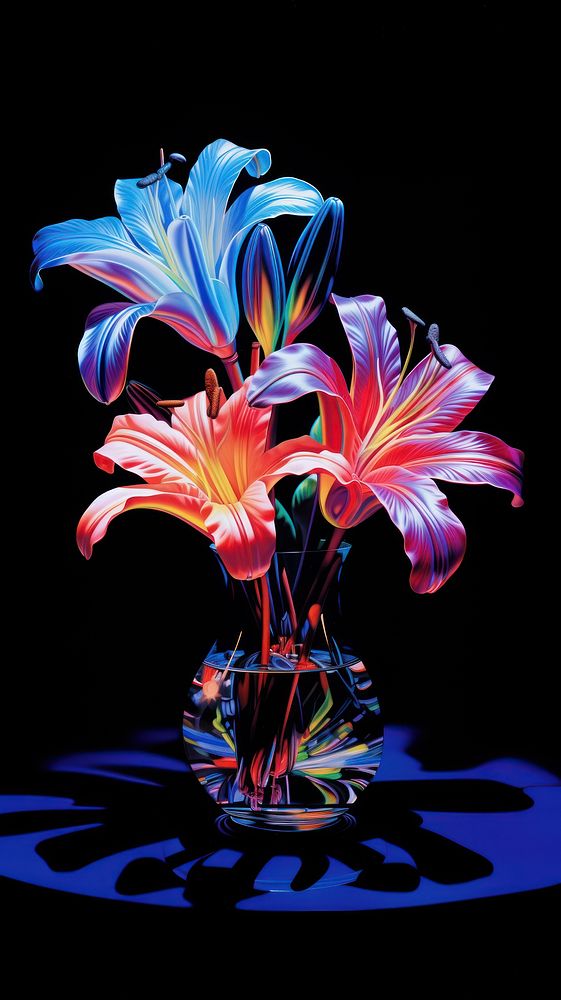 Lily vase glowing flower.