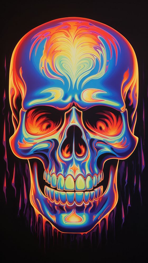 Burning Skull art glowing burning.