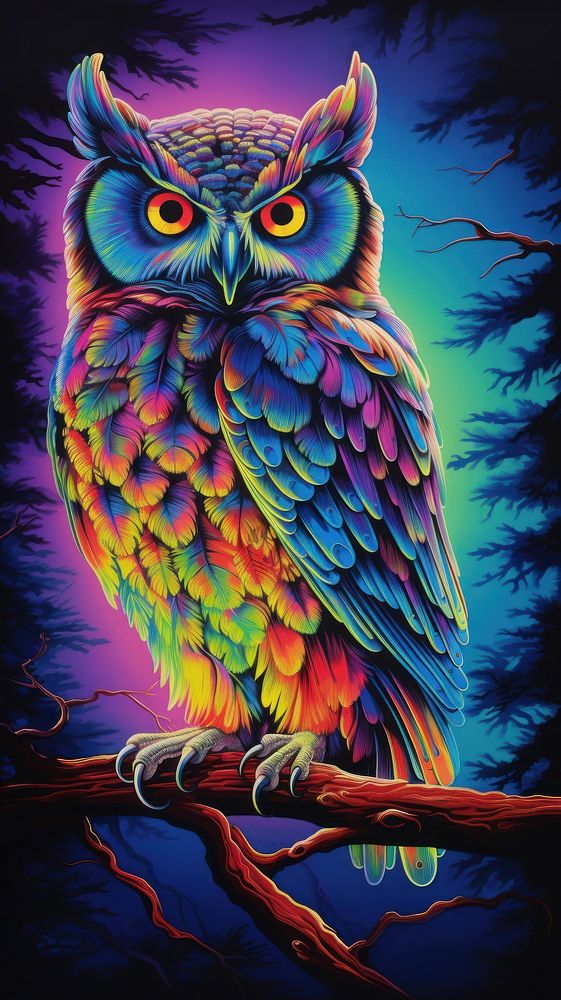 Wintery Owl art animal bird.