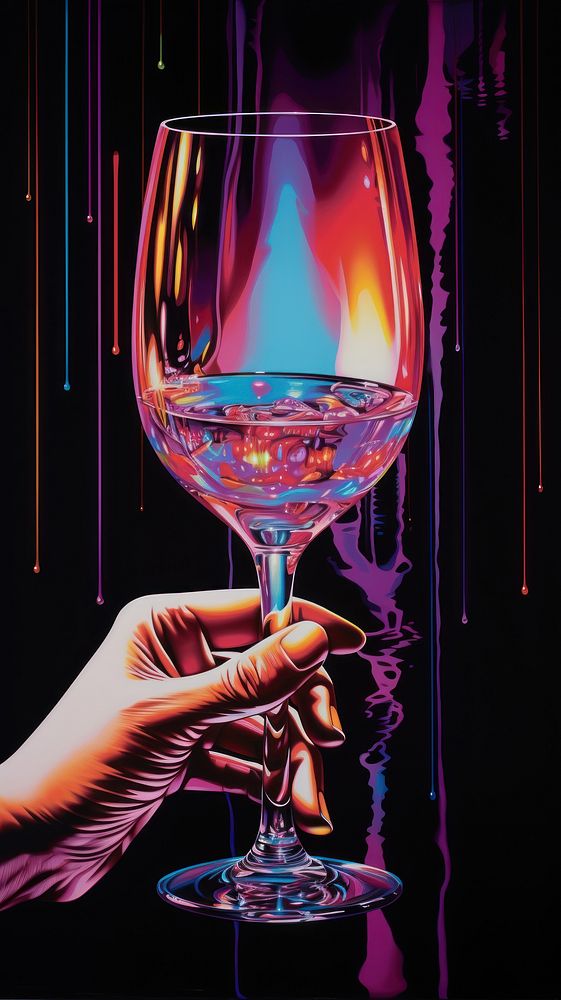 A hand holding a wine glass drink light adult.
