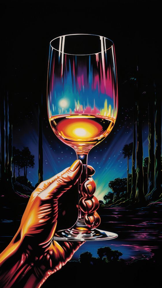 A hand holding a wine glass drink art refreshment.