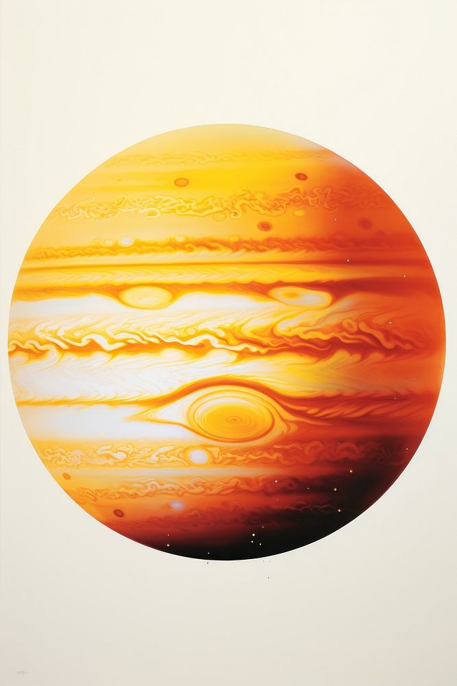 A jupiter isolated on clear pale solid white background tranquility astronomy painting.