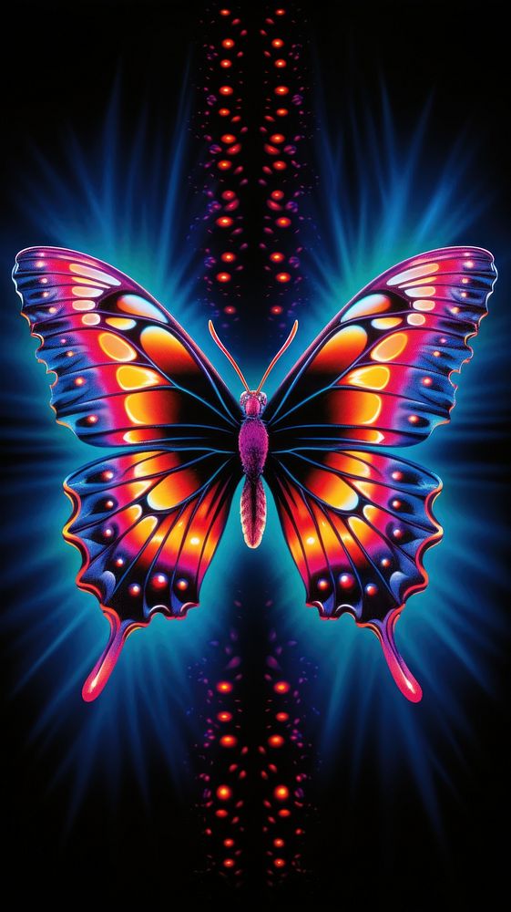 A symmetrical butterfly glowing pattern animal.
