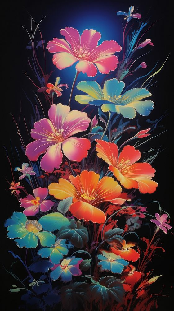 Wildflowers art painting pattern.