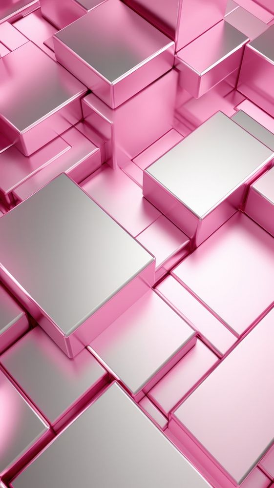 Pink metallic box pattern backgrounds technology abstract.