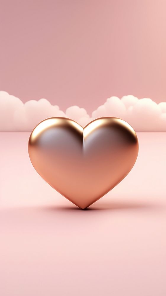 3d render of cloud and heart gold pink pink background.