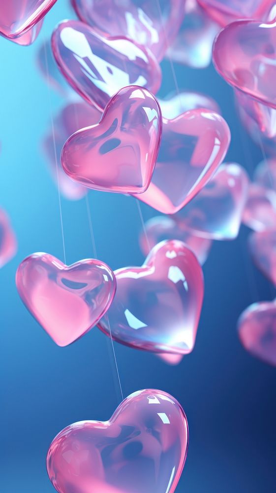 3d render of hearts backgrounds transparent abstract.