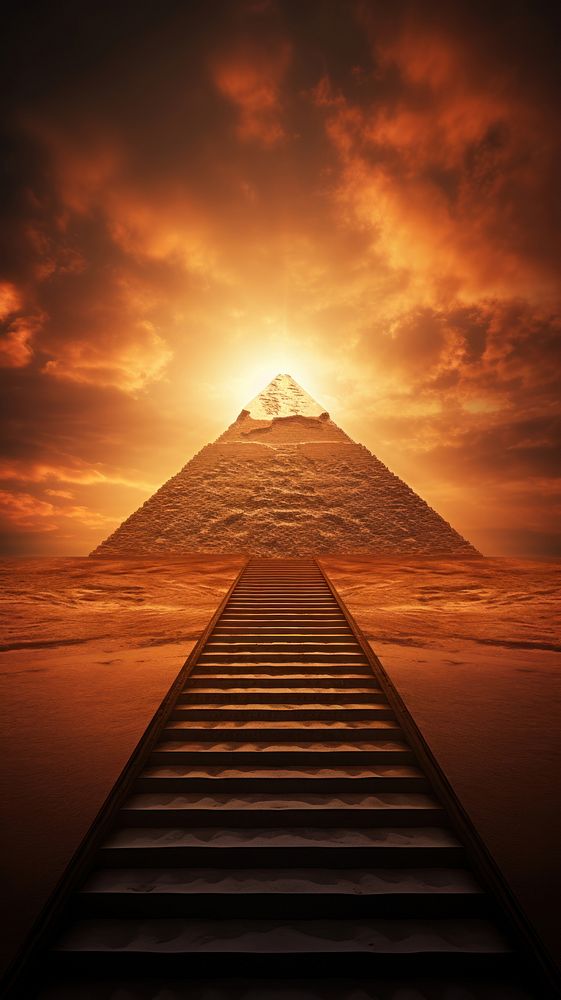 Sunset wallpaper pyramid architecture staircase.