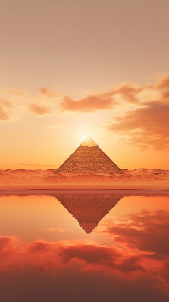 Sunset wallpaper pyramid architecture outdoors.
