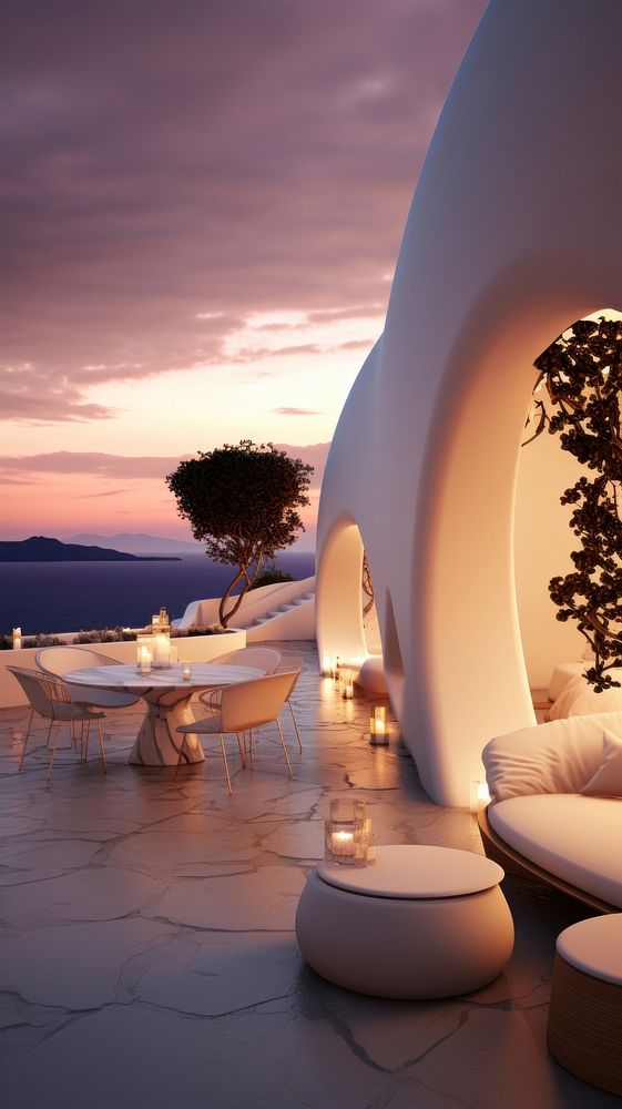 Sunset wallpaper architecture furniture outdoors.