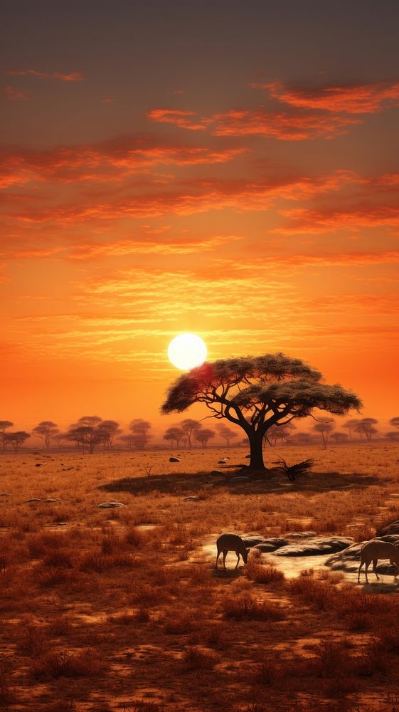Sunset wallpaper landscape outdoors savanna.