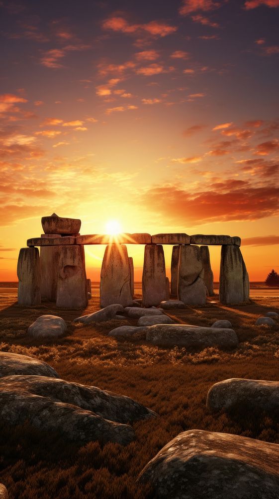 Sunset wallpaper stonehenge outdoors sunset.