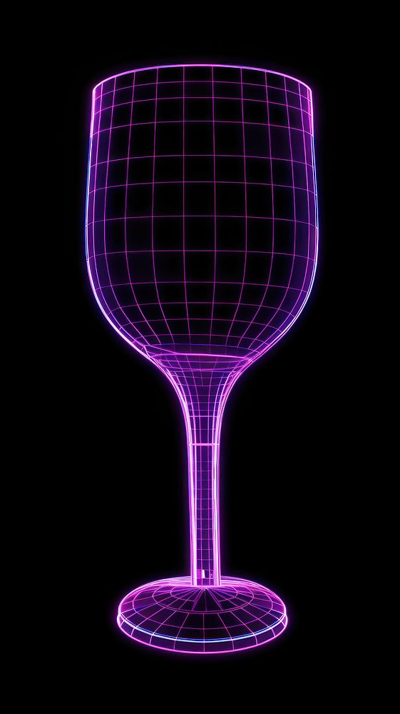 Neon wine wireframe lighting purple glass.