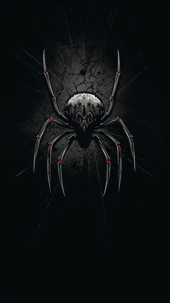 The spider illustration printed on black paper arachnid animal invertebrate.