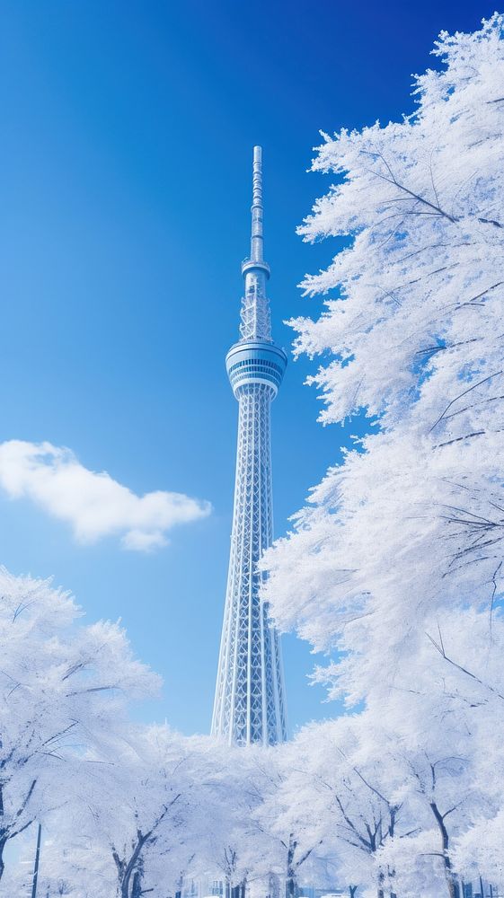 Tokyo sky tree in wintertime architecture building landmark.