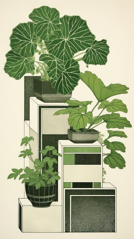 Traditional japanese house plant in clean composition green leaf houseplant.