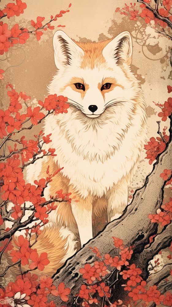 Traditional japanese red fox animal mammal pet.
