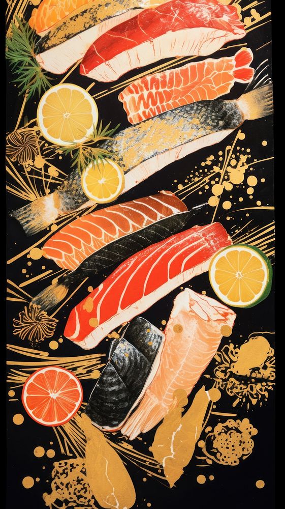 Traditional japanese sashimi seafood salmon sushi.