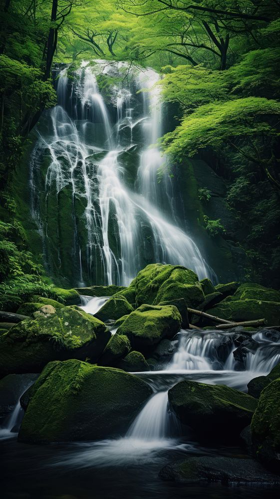 Waterfall in Japan landscape outdoors nature.