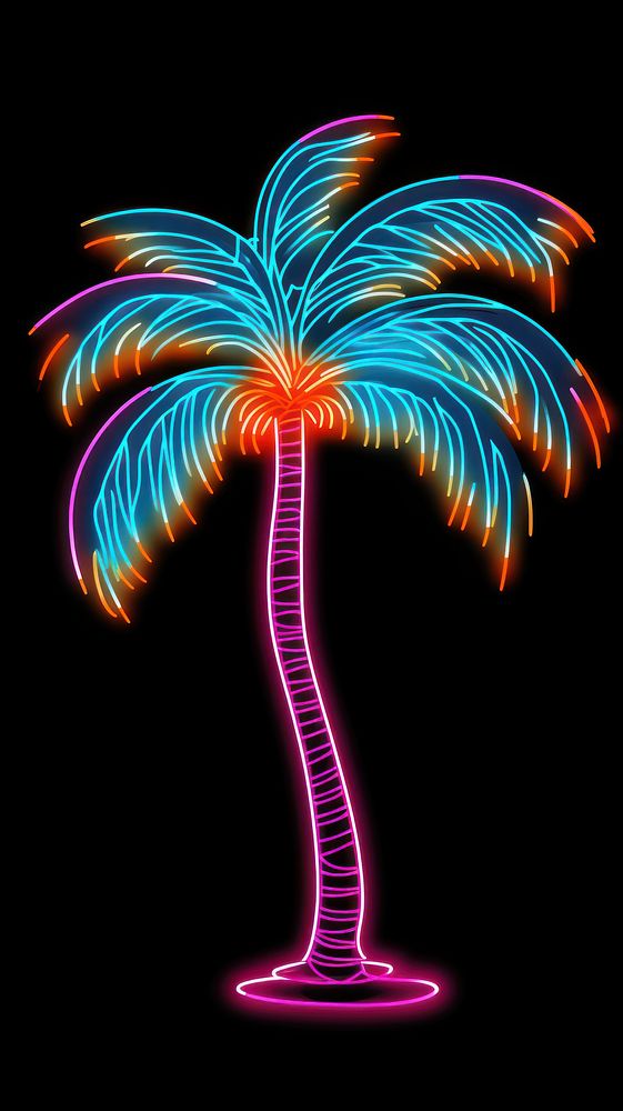 Palm tree neon fireworks pattern.