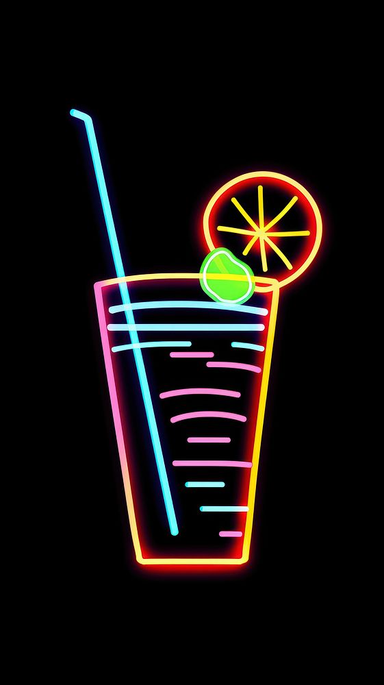 Cocktail neon light drink.