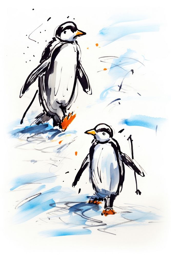 Penguins drawing animal bird.