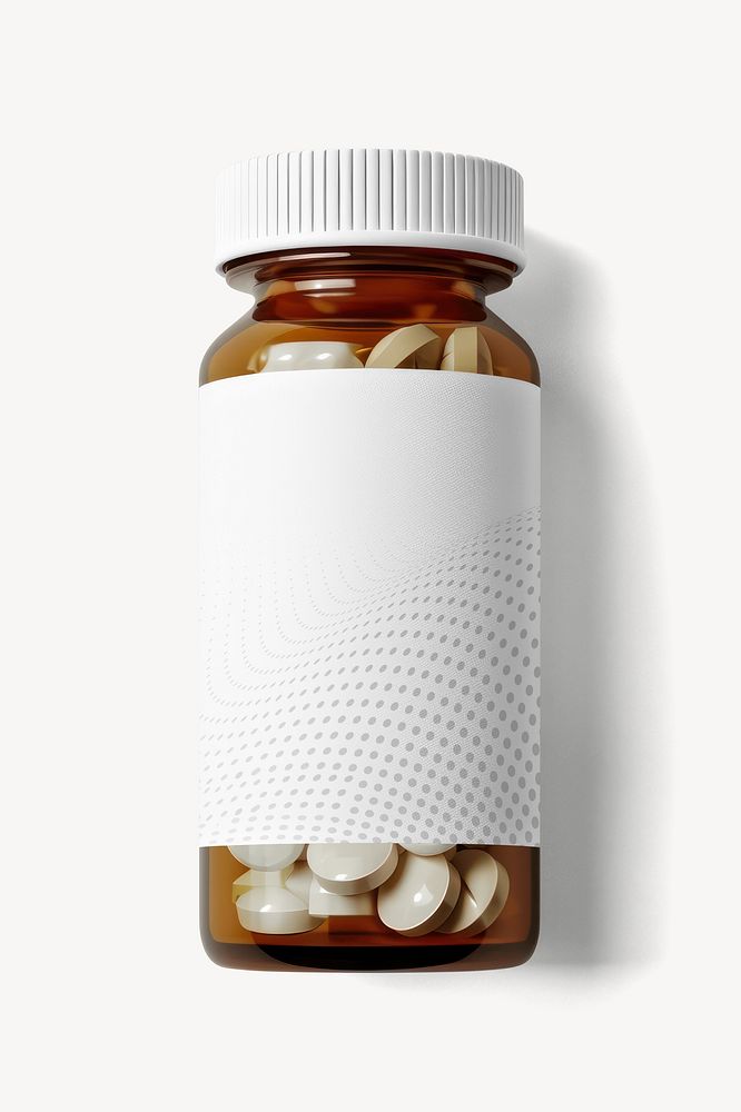 Pill bottle with white label