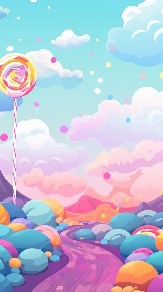 Lollipop landscape candy confectionery.