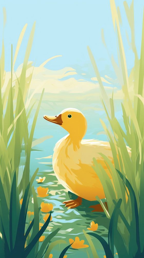 Duck outdoors painting animal.