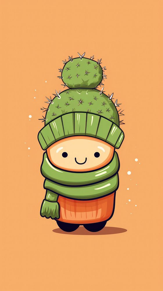 Cactus cartoon winter cute.