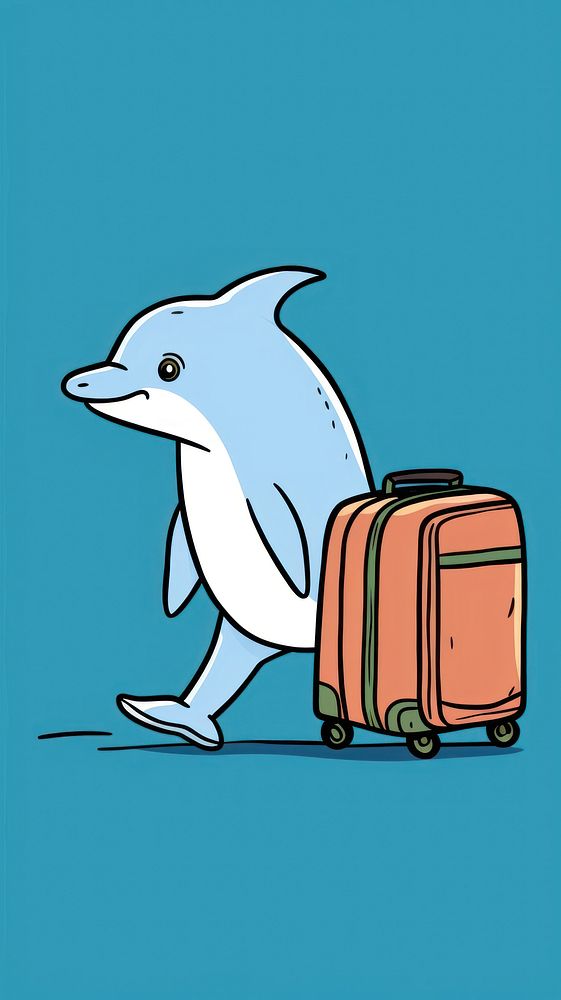 Dolphin suitcase luggage cartoon.