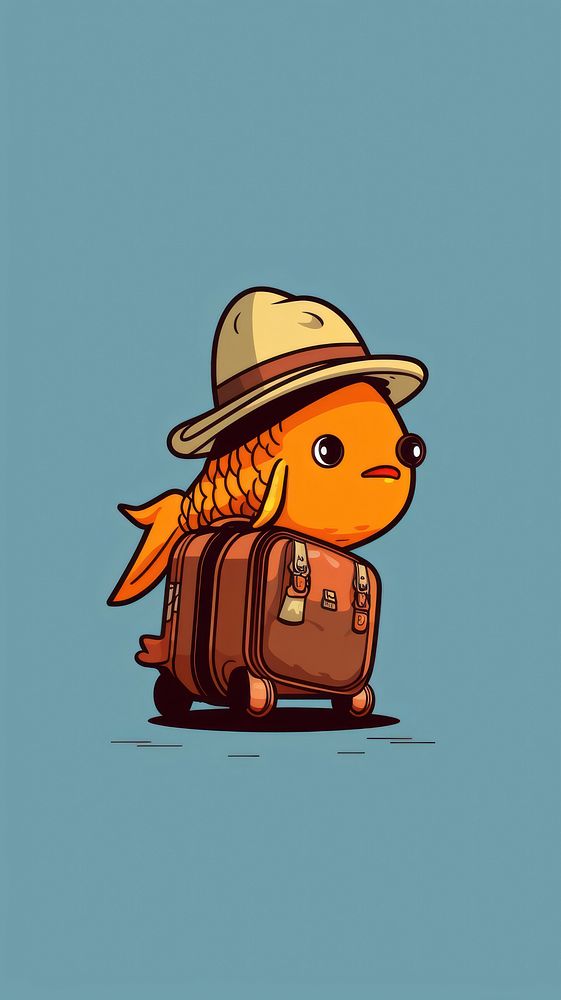 Fish cartoon suitcase luggage.