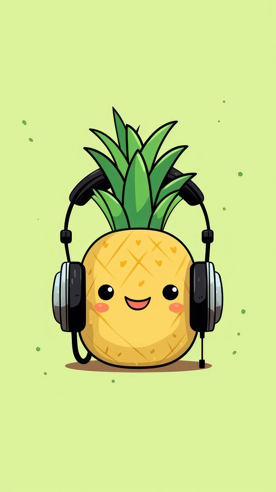 Pineapple headphones cartoon plant.