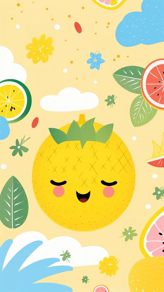Summer tropical day fruit cartoon pattern.