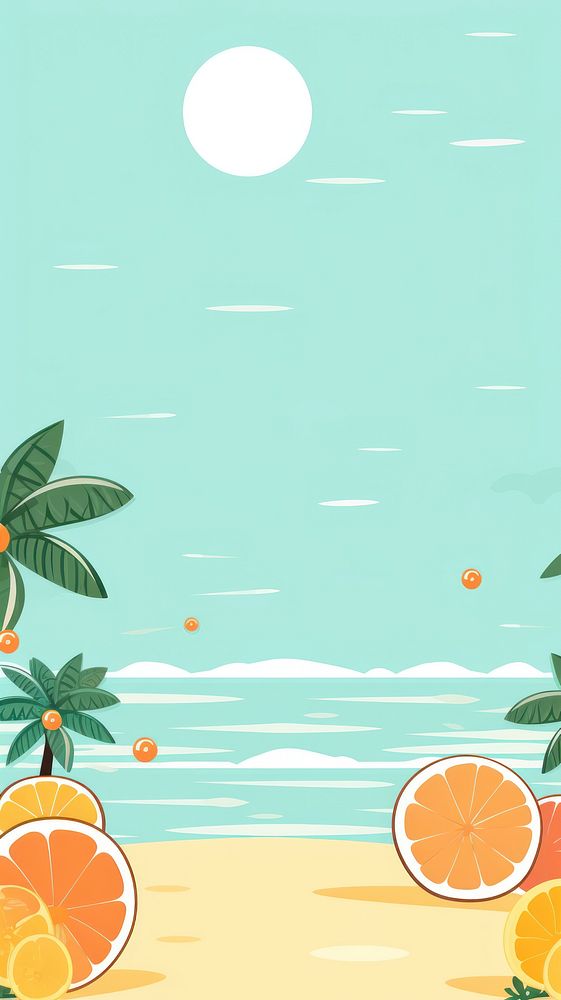 Summer tropical sea fruit outdoors cartoon.